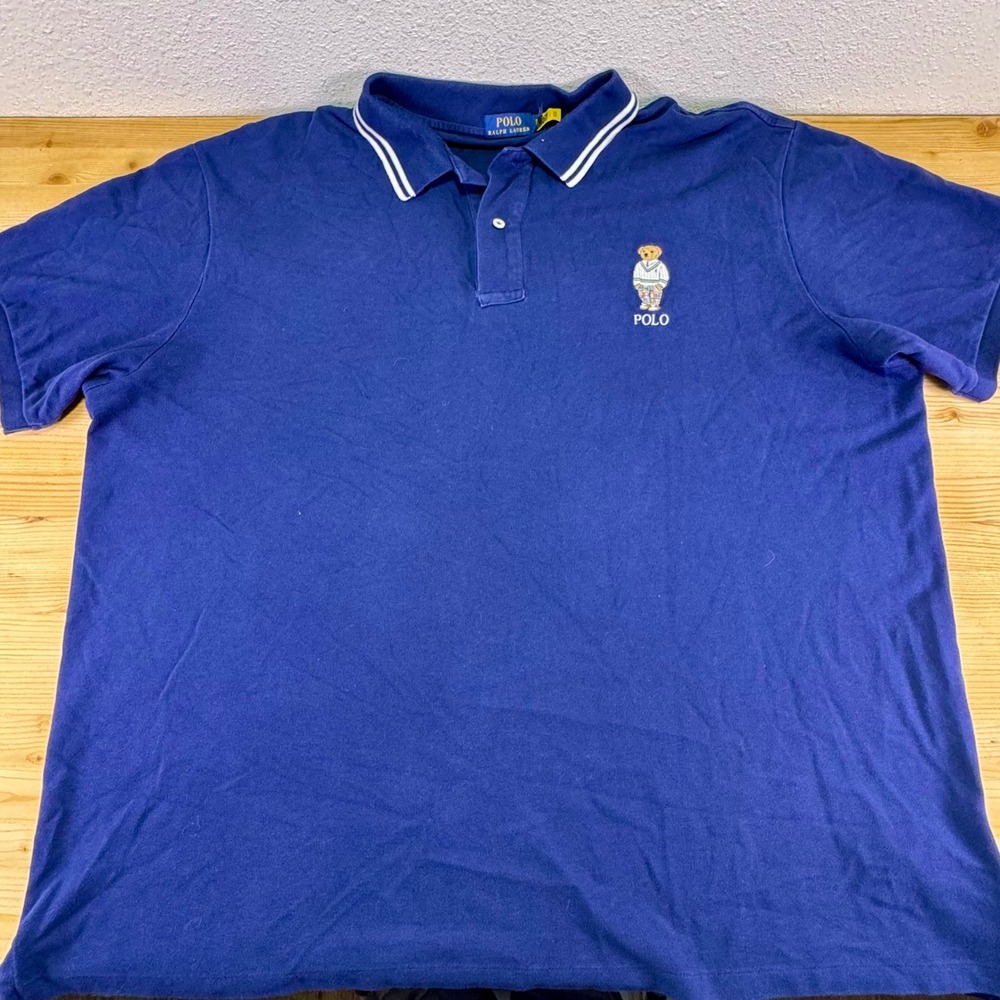 Polo Ralph Lauren Big Bear Navy Blue Polo‎ Shirt 3XB Classic Fit Cotton Knit Top